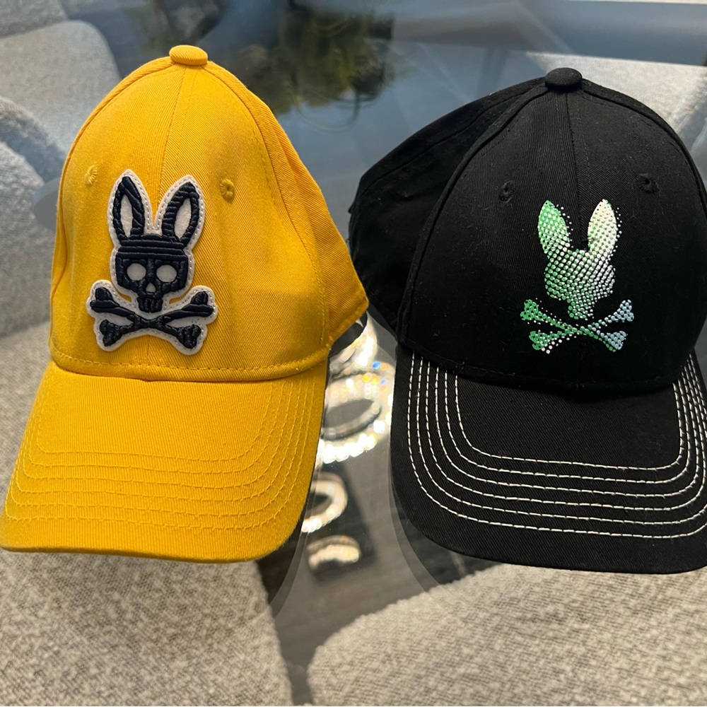 2 Psycho Bunny kids caps OS